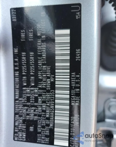 2022 Toyota Corolla Cross Xle z USA, uszkodzony, nr VIN 7MUDAAAG5NV013353